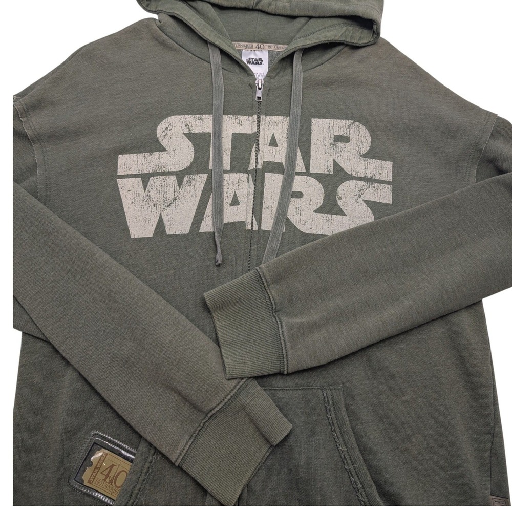 Star Wars Return of the Jedi 40th Anniversary Hoodie Men Small Green Zip Graphic